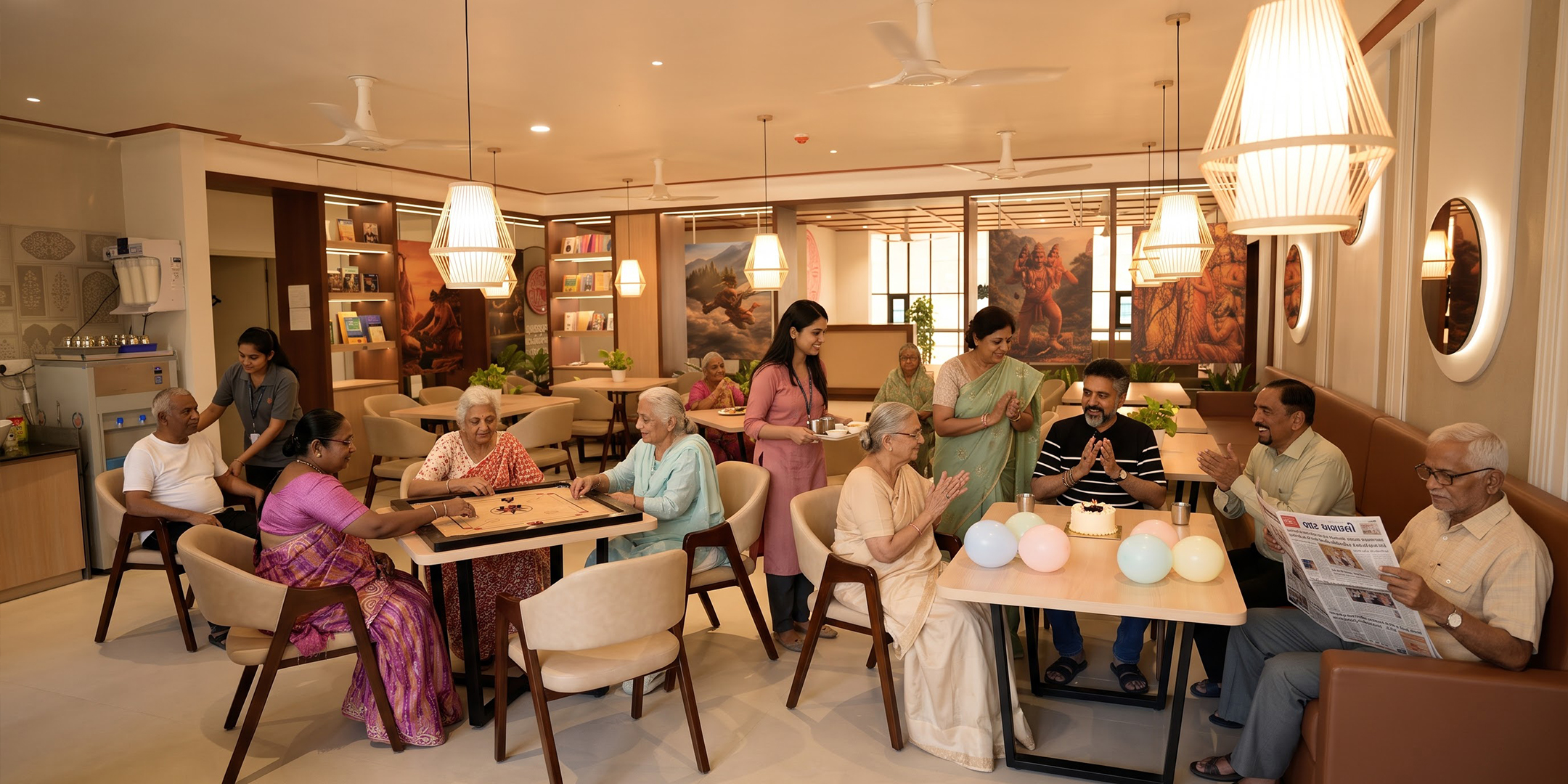 Carom game between residents