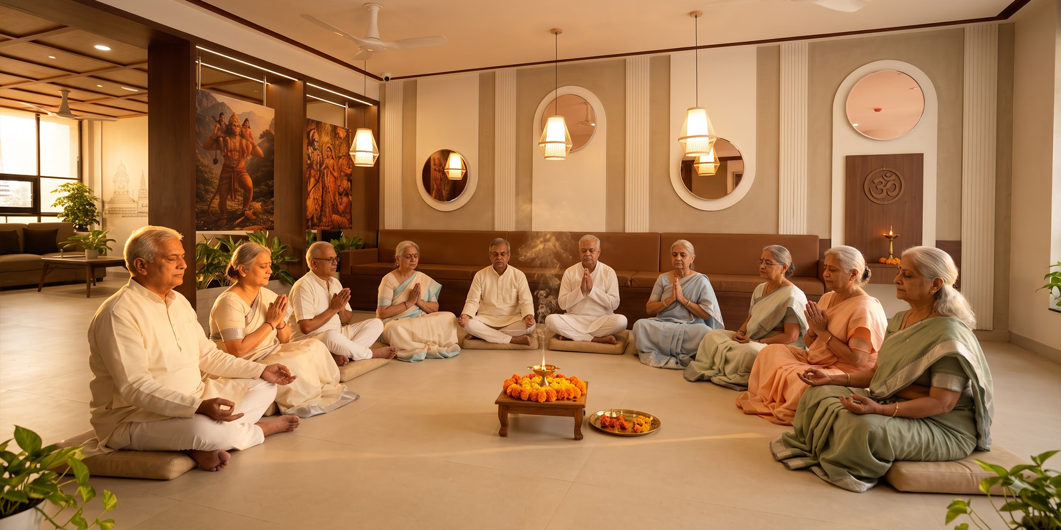 Prayer hall with residents